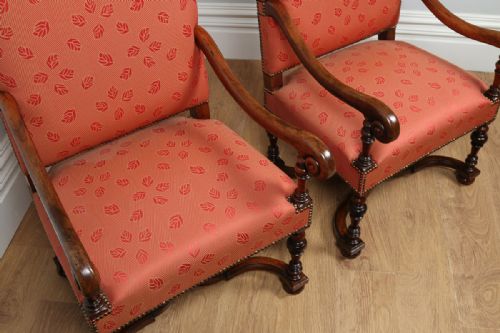 fig 3. Pair of French Walnut Fauteuil Armchairs (Circa 1860)