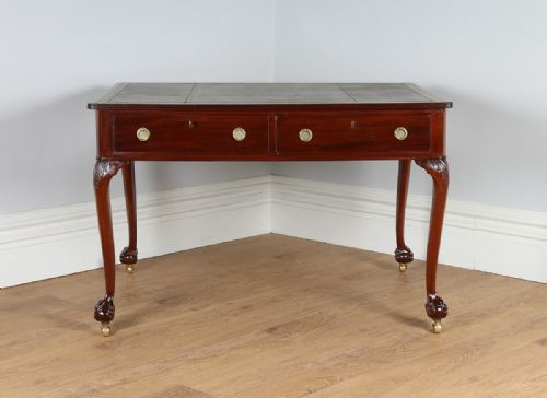fig 2. Edwardian 4ft Walnut & Leather Partners Office Library Writing Table Desk (Circa 1910)