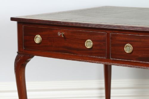 fig 3. Edwardian 4ft Walnut & Leather Partners Office Library Writing Table Desk (Circa 1910)