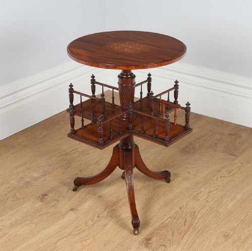 fig 1. Edwardian Mahogany Revolving Circular Under Bookcase Table (Circa 1900)