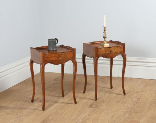 Pair of French Louis Xv1 Revival Oak Bedside Cabinets