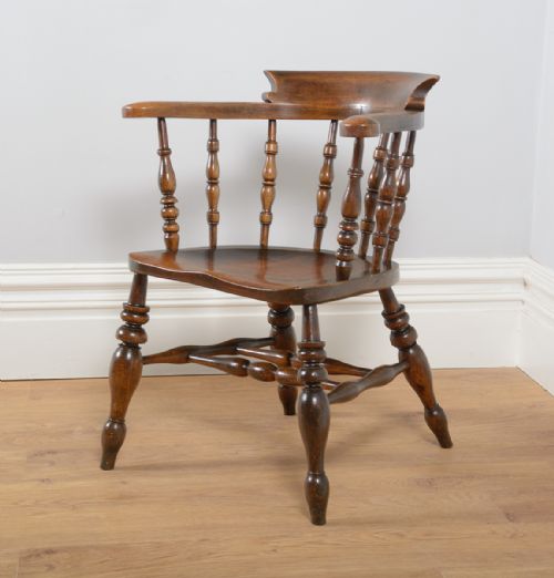 Ash & Elm Victorian Smokers’ Bow Armchair (Circa 1880)