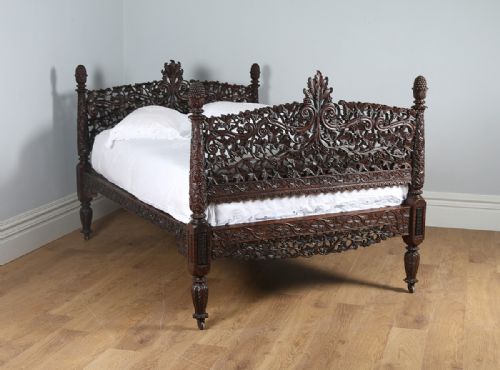 Colonial Ceylonese Carved Rosewood Bed (Circa 1850)