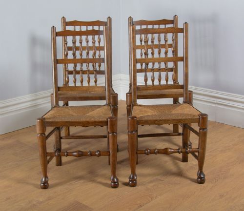 fig 1. Set of 4 Ash & Elm Spindle Back Country Farmhouse Dining Chairs (Circa 1900)