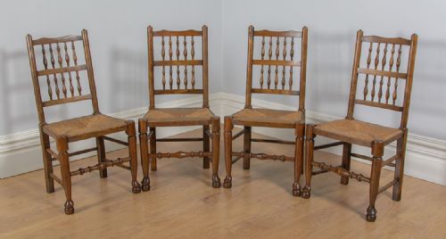 fig 2. Set of 4 Ash & Elm Spindle Back Country Farmhouse Dining Chairs (Circa 1900)