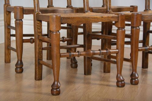 fig 4. Set of 4 Ash & Elm Spindle Back Country Farmhouse Dining Chairs (Circa 1900)