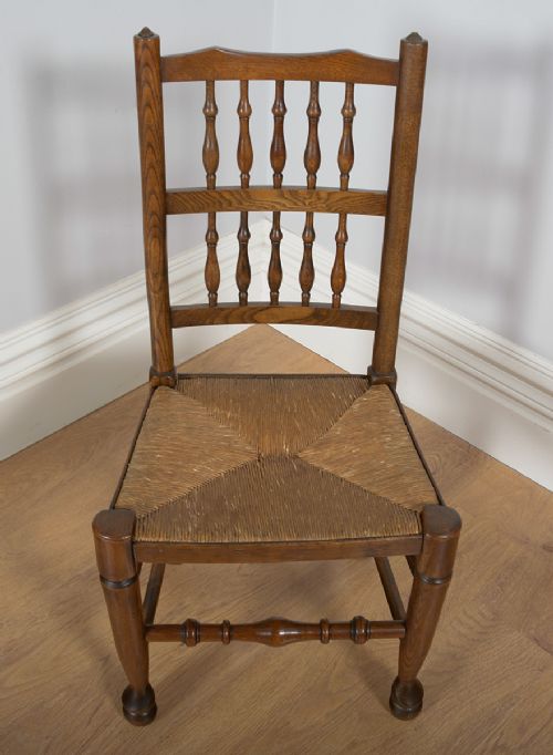fig 5. Set of 4 Ash & Elm Spindle Back Country Farmhouse Dining Chairs (Circa 1900)