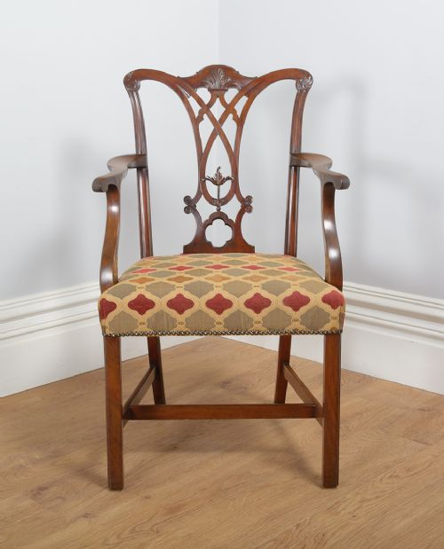 fig 1. Chippendale Style Carved Mahogany Elbow Armchair (Circa 1890)