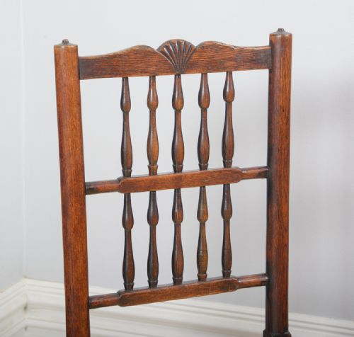 fig 3. Pair of Full Age Elm Spindle Back Country Farmhouse Kitchen Chairs (Circa 1850)