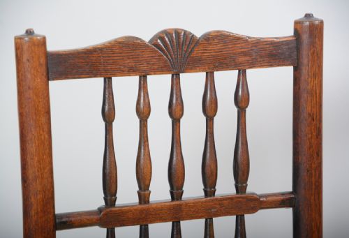 fig 4. Pair of Full Age Elm Spindle Back Country Farmhouse Kitchen Chairs (Circa 1850)