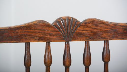 fig 5. Pair of Full Age Elm Spindle Back Country Farmhouse Kitchen Chairs (Circa 1850)