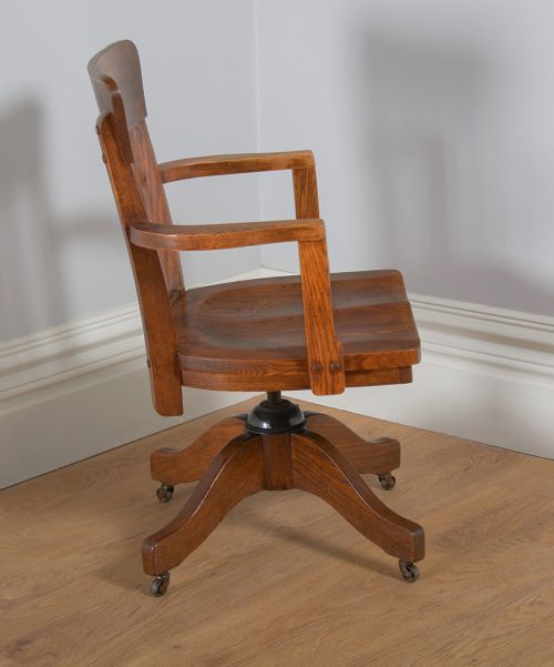 fig 10. Edwardian Oak Revolving Office Armchair (Circa 1910)