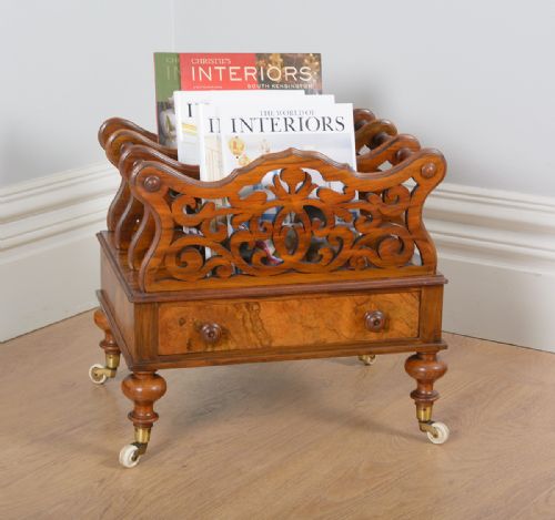 Victorian Carved Burr Walnut Canterbury (Circa 1850)