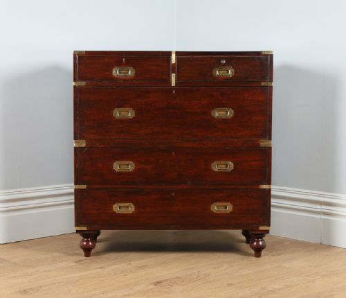 fig 1. Colonial Teak & Brass Military Campaign Chest of Drawers (Circa 1860)