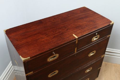fig 4. Colonial Teak & Brass Military Campaign Chest of Drawers (Circa 1860)