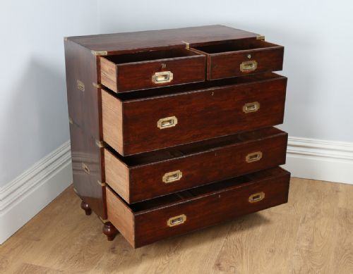 fig 5. Colonial Teak & Brass Military Campaign Chest of Drawers (Circa 1860)