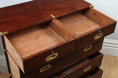 fig 6. Colonial Teak & Brass Military Campaign Chest of Drawers (Circa 1860)