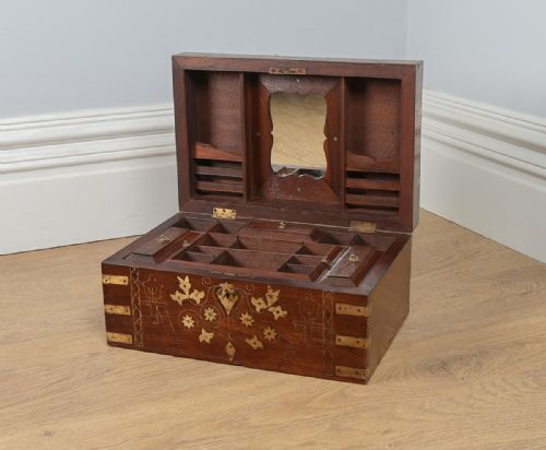 Victorian Colonial Military Teak Writing Sewing / Jewellery Box (Circa 1880)