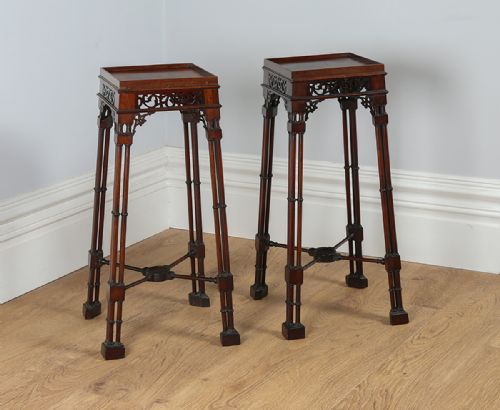 Pair of Mahogany Chippendale Style Torchere Stands (C.1900)