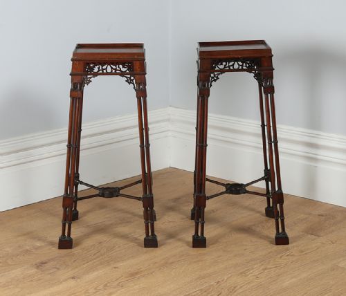 fig 1. Pair of Mahogany Chippendale Style Torchere Stands (c.1900)