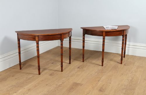 Pair of Regency Mahogany Demi Lune Console Side Hall Tables (Circa 1820)