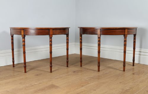 fig 1. Pair of Regency Mahogany Demi Lune Console Side Hall Tables (Circa 1820)