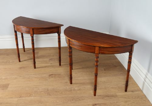 fig 2. Pair of Regency Mahogany Demi Lune Console Side Hall Tables (Circa 1820)