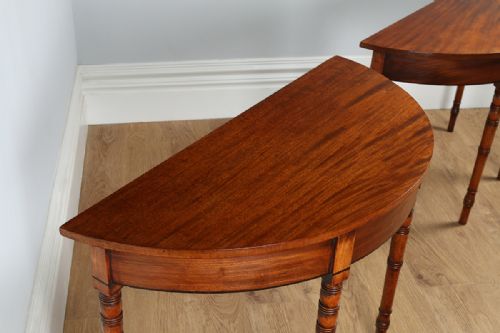 fig 3. Pair of Regency Mahogany Demi Lune Console Side Hall Tables (Circa 1820)