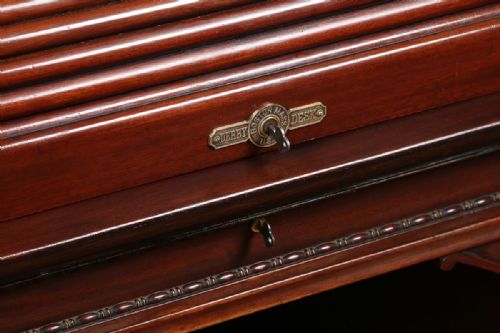 fig 4. Victorian Mahogany Roll Top Derby Pedestal Desk (Circa 1890)