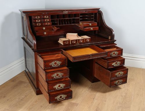 fig 5. Victorian Mahogany Roll Top Derby Pedestal Desk (Circa 1890)