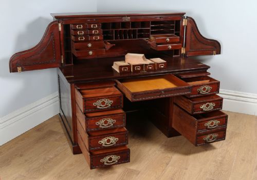 fig 6. Victorian Mahogany Roll Top Derby Pedestal Desk (Circa 1890)
