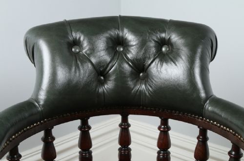 fig 3. Victorian Mahogany & Leather Revolving Captains Office Desk Armchair (Circa 1870)