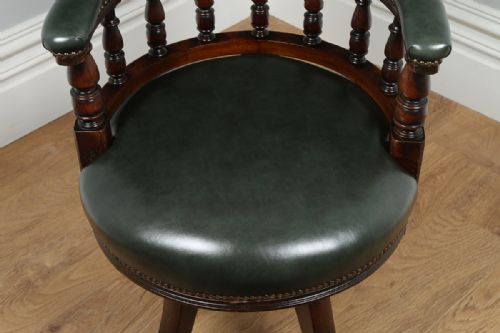 fig 4. Victorian Mahogany & Leather Revolving Captains Office Desk Armchair (Circa 1870)