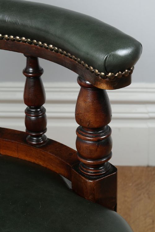 fig 6. Victorian Mahogany & Leather Revolving Captains Office Desk Armchair (Circa 1870)