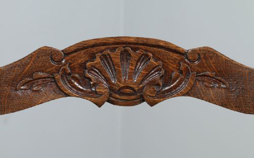 fig 6. Set of 8 Eight French Louis Provincial Oak Ladder Back Upholstered Kitchen Dining Chairs (Circa 1910)