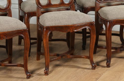 fig 3. Set of 8 Eight French Louis Provincial Upholstered Beech Kitchen Dining Chairs (Circa 1900)