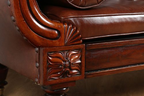 fig 2. William IV Metamorphic Mahogany & Leather Doubled Ended Couch Sofa Settee Bed (Circa 1830)