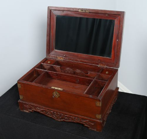 Victorian Colonial Mahogany Jewellery / Sewing Box (Circa 1880)