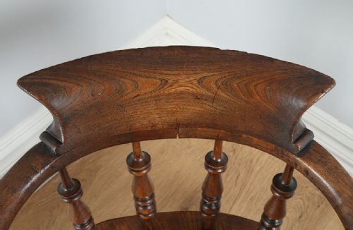 fig 3. Ash & Elm Victorian Smokers’ Bow Captains Office Desk Armchair Chair (Circa 1880)