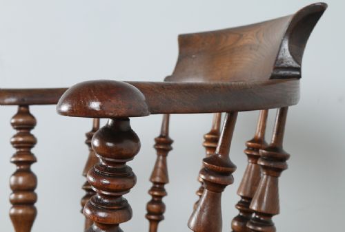 fig 7. Ash & Elm Victorian Smokers’ Bow Captains Office Desk Armchair Chair (Circa 1880)