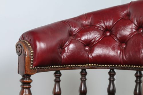 fig 5. Victorian Mahogany & Red Leather Revolving Tub Office Desk Armchair Chair (Circa 1890)