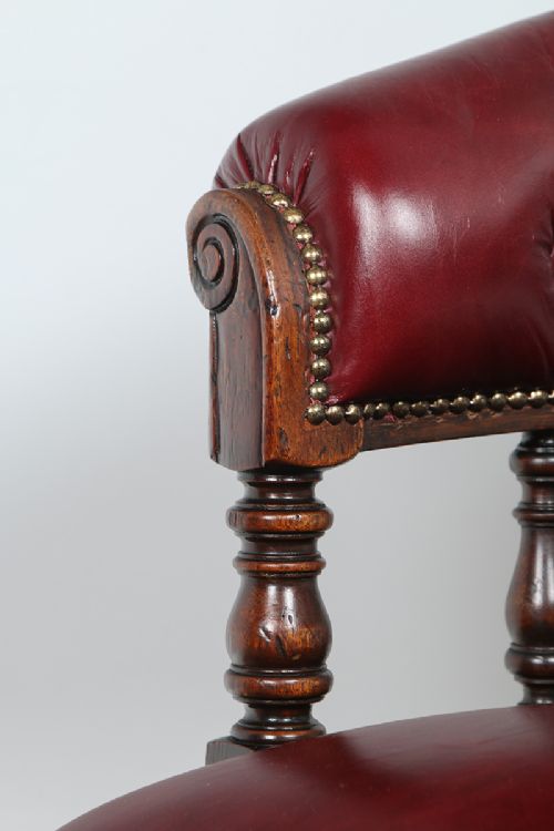 fig 6. Victorian Mahogany & Red Leather Revolving Tub Office Desk Armchair Chair (Circa 1890)