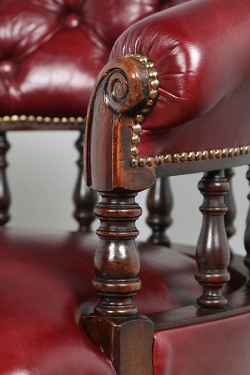fig 7. Victorian Mahogany & Red Leather Revolving Tub Office Desk Armchair Chair (Circa 1890)