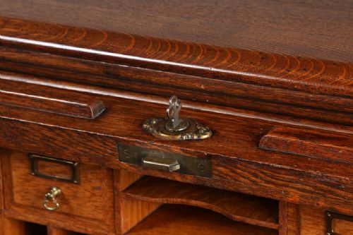 fig 3. Victorian Oak Roll Top Pedestal Desk (Circa 1890)