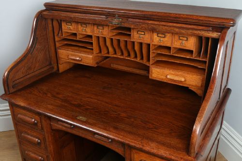 fig 4. Victorian Oak Roll Top Pedestal Desk (Circa 1890)
