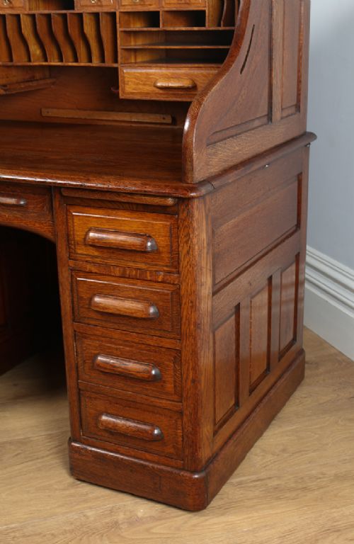 fig 5. Victorian Oak Roll Top Pedestal Desk (Circa 1890)
