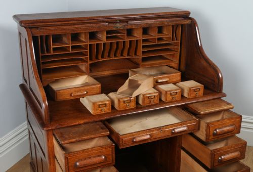 fig 8. Victorian Oak Roll Top Pedestal Desk (Circa 1890)