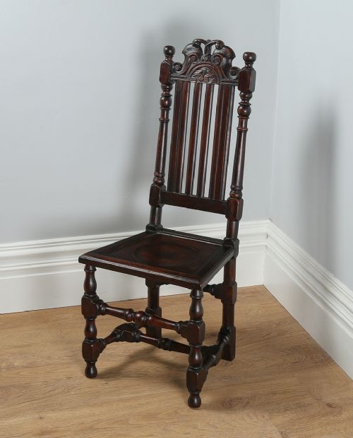 Charles II Revival Walnut Hall Kitchen Dining Side Chair (Circa 1880)
