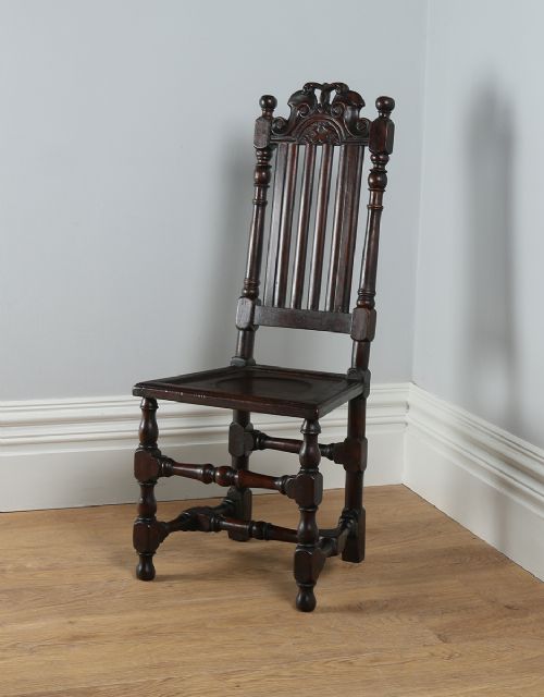 fig 1. Charles II Revival Walnut Hall Kitchen Dining Side Chair (Circa 1880)