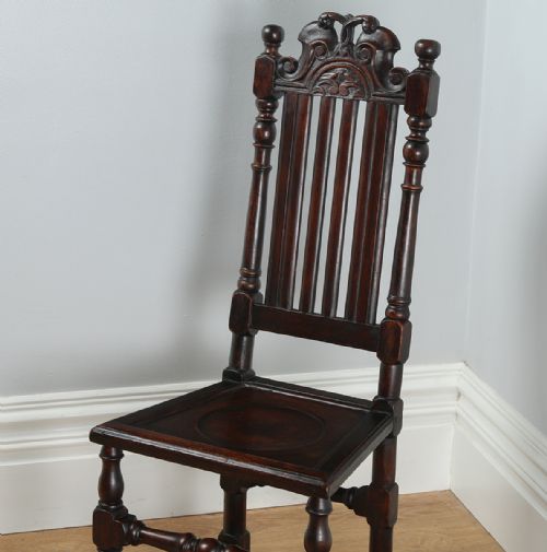 fig 3. Charles II Revival Walnut Hall Kitchen Dining Side Chair (Circa 1880)